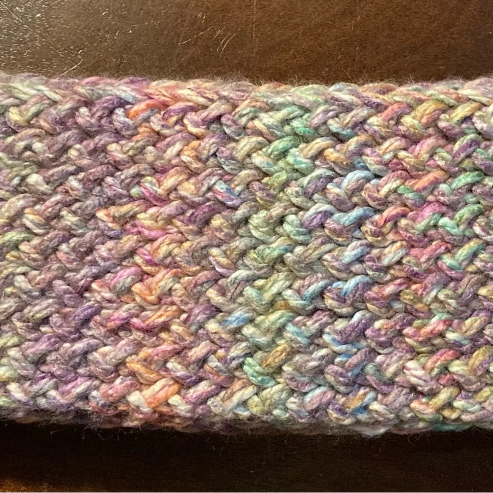Handmade multicolor knit infinity scarf without twist for adults